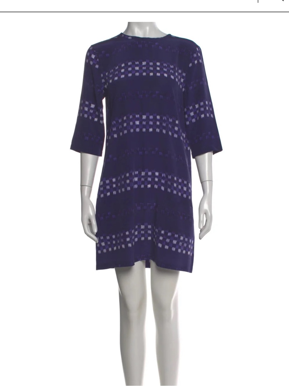 Equipment Aubrey Ultra Marine Check Silk Shift Dress SIZE MEDIUM